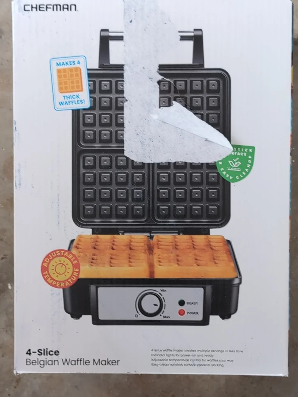 4-Slice Belgian Waffle Maker - Black